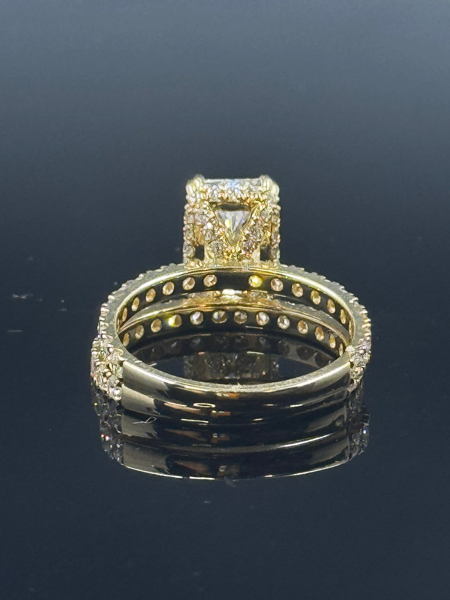 14k Yellow Gold Radiant Diamond Bridal Set – 3.90ctw, Size 7