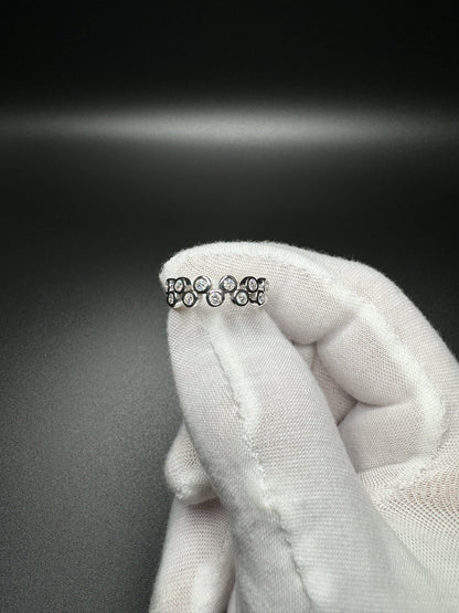 Size 7 Silver 1/2ctw Lab Diamond Bezel Set Alternating Diamond Fashion Ring 4.2g