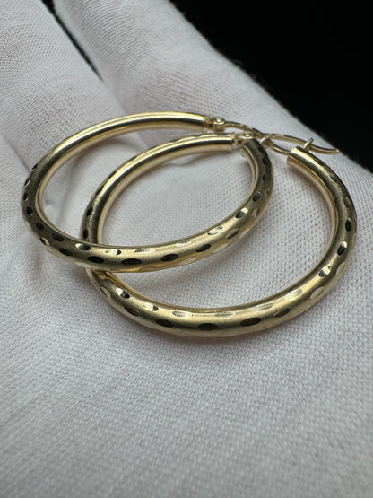 35mm 14k Yellow Gold Fancy Hoops 3.1g