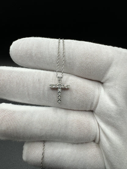 18” Silver Chain & 3/4” 1/8ctw Natural Diamond Cross 2.1g