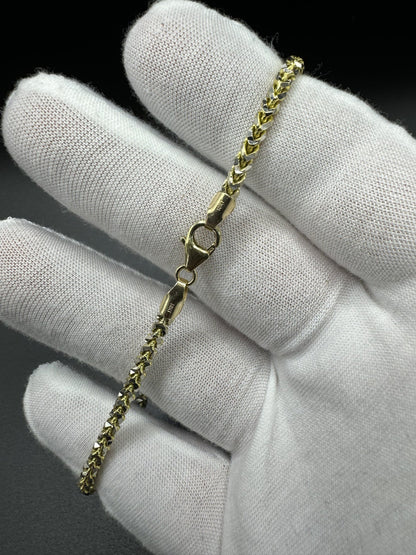 8.5” 10k Yellow Gold Prism Cut Franco Bracelet 3mm 10.7g