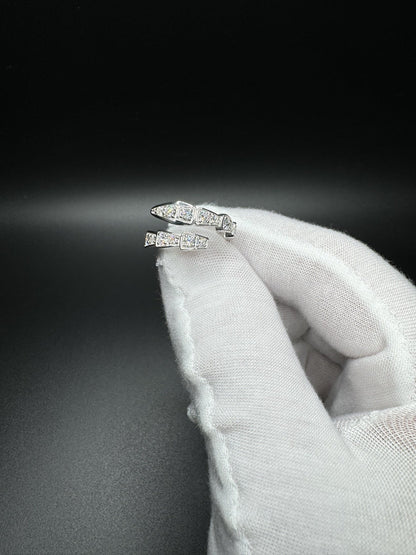 Size 7 Silver 1.5ctw Lab Diamond Snake Bypass Eternity Ring 3.7g