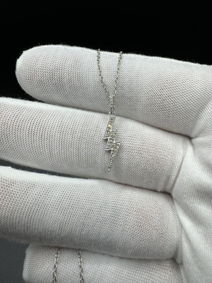 16-18” Silver Chain & 1” 1/8ctw Natural Diamond Lightning Bolt 2.2g