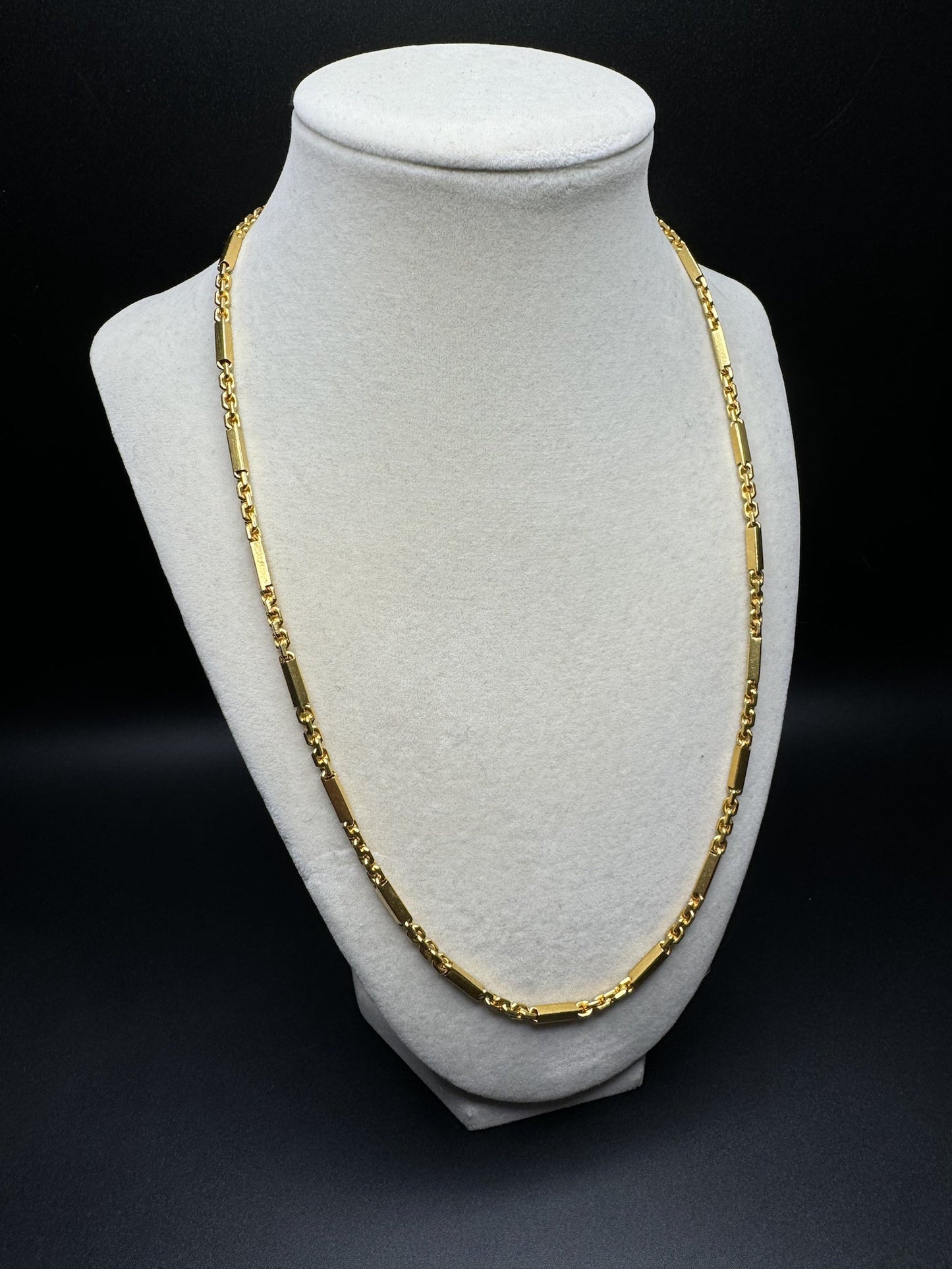 22” 24k Yellow Gold Bar & Anchor Baht Chain 3mm 40.0g $5950