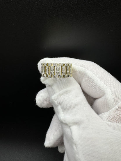 Size 10 10k Yellow Gold Rollie Link Ring est 3/4ctw Natural Diamond 6.22g