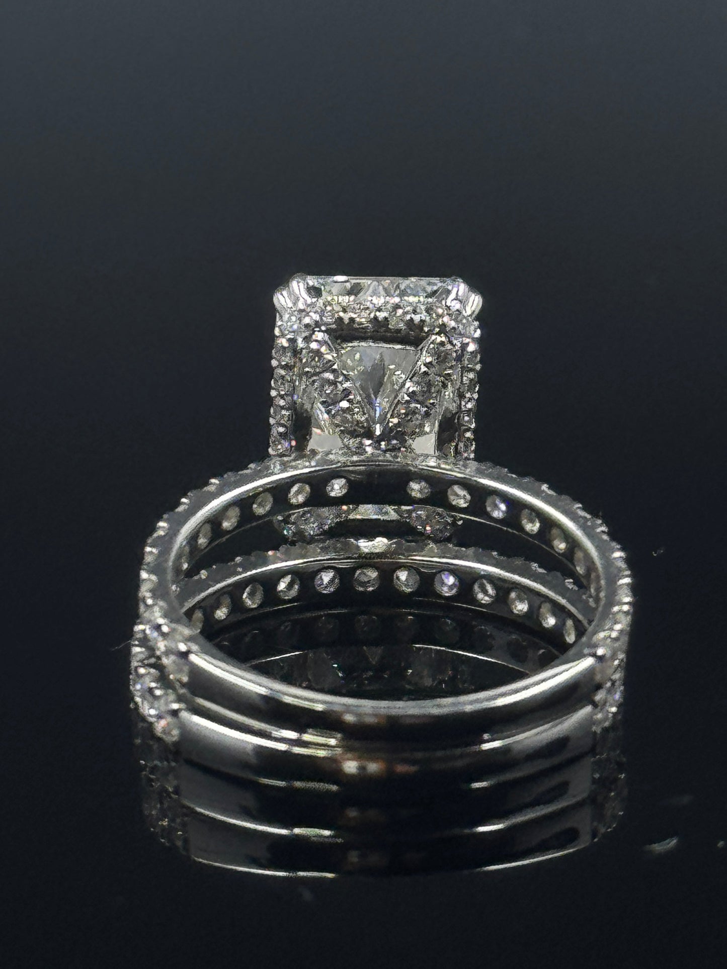 14k White Gold Radiant Diamond Bridal Set – 6.90ctw, Size 7