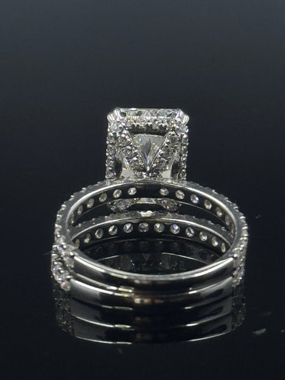 14k White Gold Radiant Diamond Bridal Set – 6.90ctw, Size 7