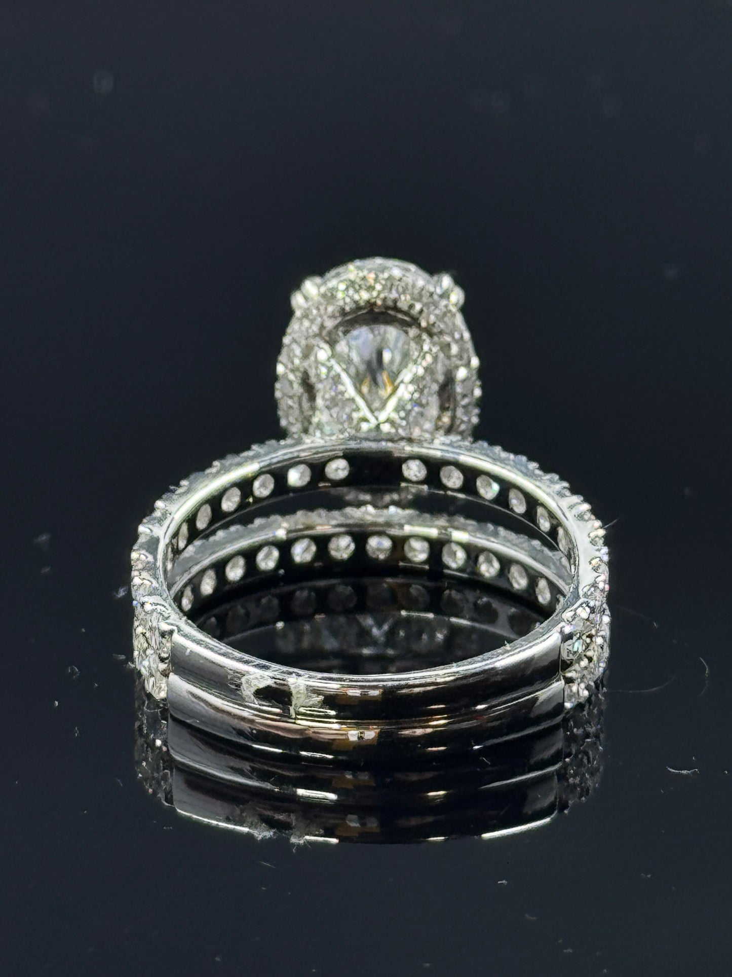 14k White Gold Oval Diamond Bridal Set – 5.46ctw, Size 7