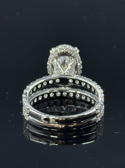 14k White Gold Oval Diamond Bridal Set – 5.46ctw, Size 7