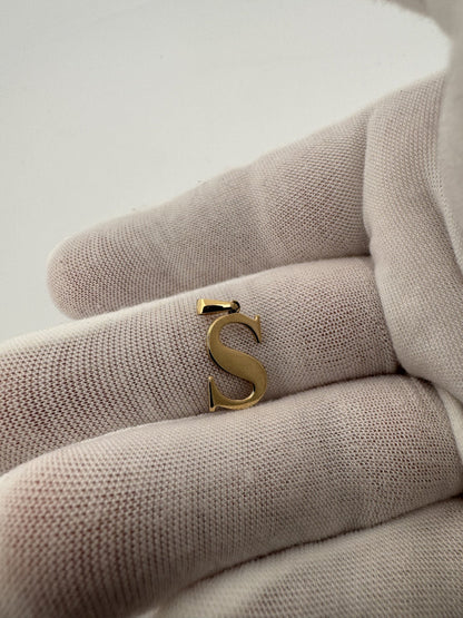 3/4” 14k Yellow Gold Letter S Pendant 2.2mm Bail .8g