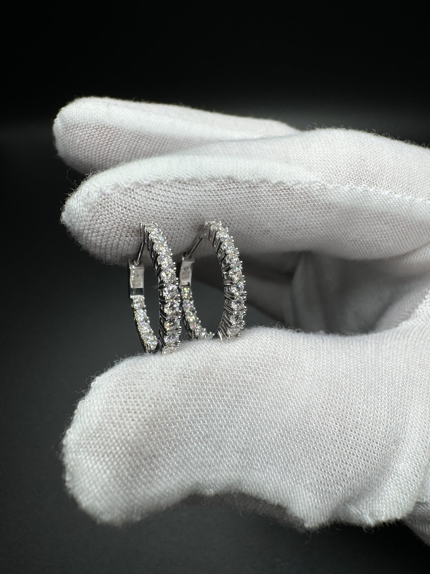 20mm Silver 1.1ctw Lab Diamond Inside Out Hoops 3.1g