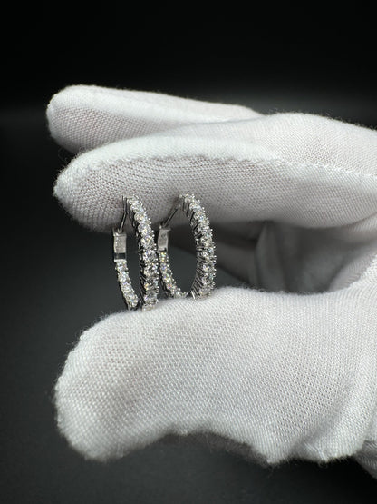 20mm Silver 1.1ctw Lab Diamond Inside Out Hoops 3.1g