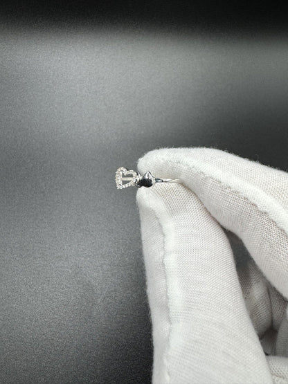 Size 7 10k White Gold Big & Little Heart Ring with Natural Diamonds .9g