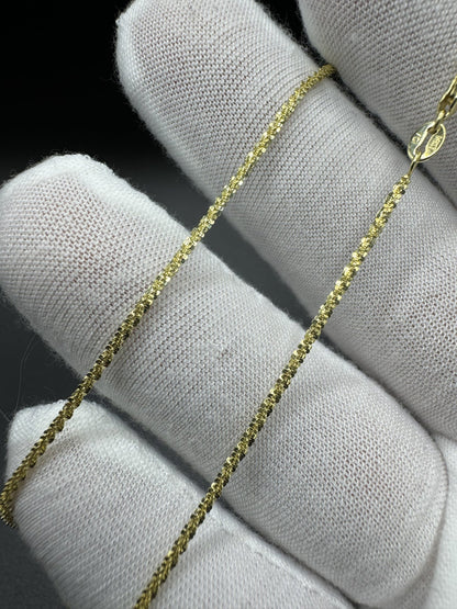 18” 14k Yellow Gold Diamond Cut Fancy Link 1.5mm 2.84g