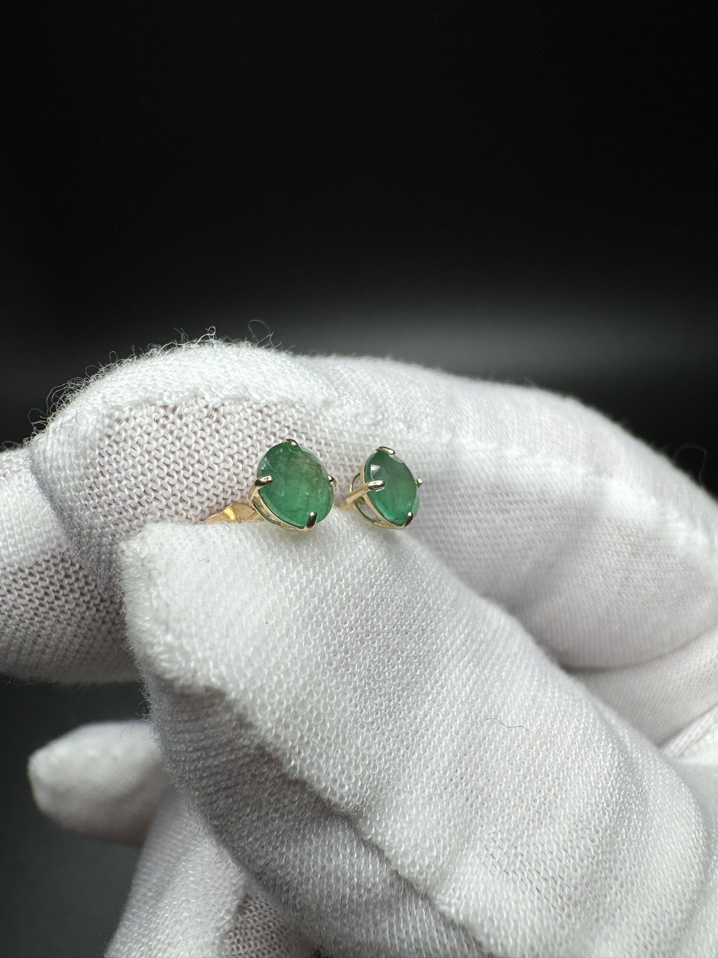 5mm 14k Yellow Gold Emerald Studs .5g