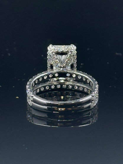 14k White Gold Radiant Diamond Bridal Set – 5.93ctw, Size 7