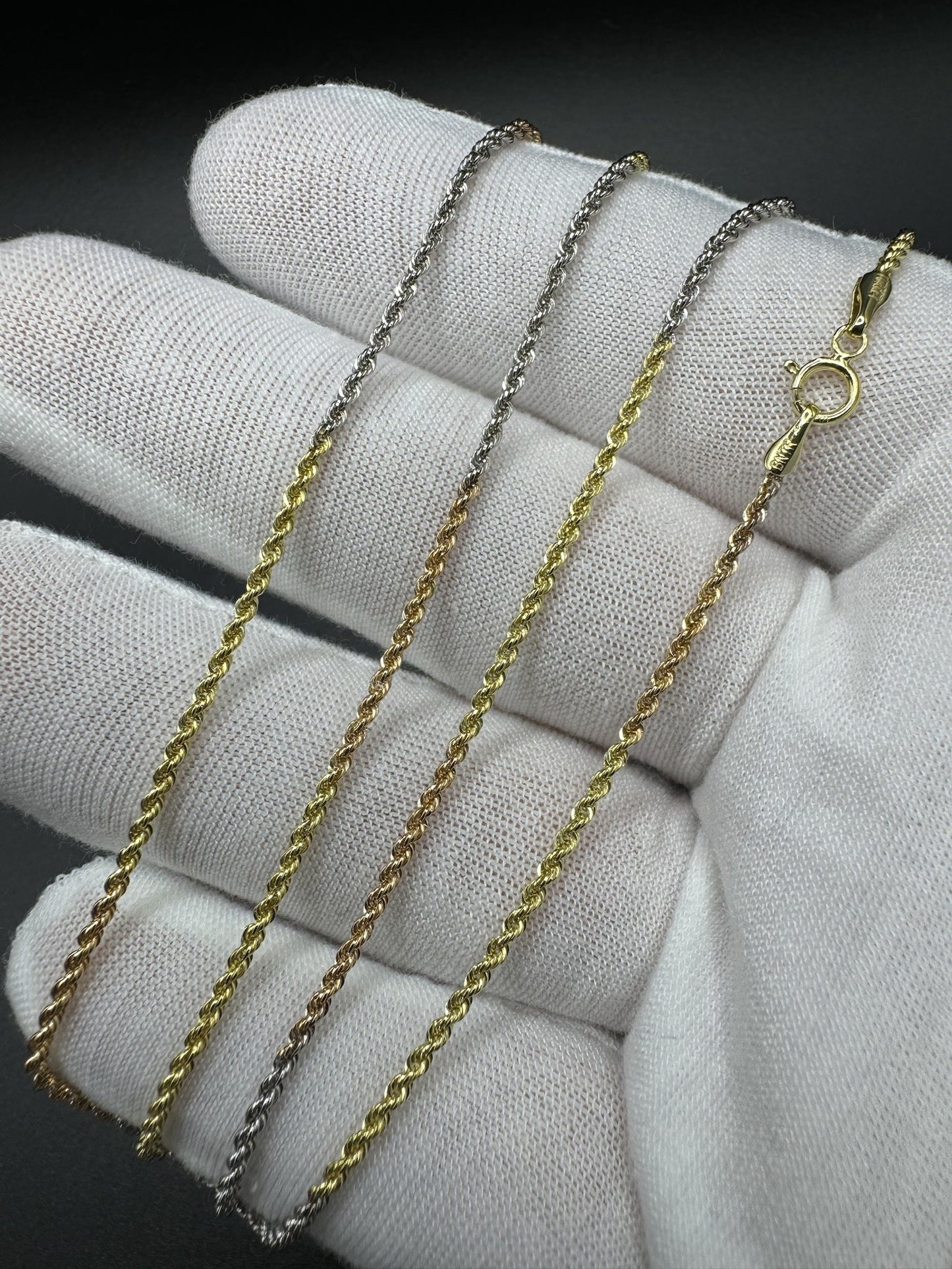 20” 10k Yellow Gold Tri-Color Rope 1.5mm 1.53g