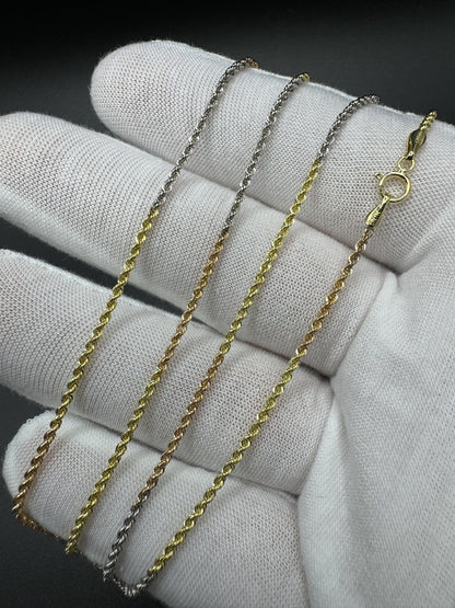 20” 10k Yellow Gold Tri-Color Rope 1.5mm 1.53g