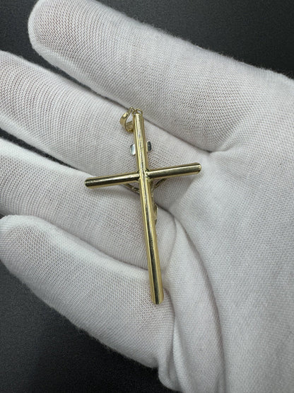 2.25” 14k Gold Round Cross/Crucifix 5.2mm Bail 2.22g