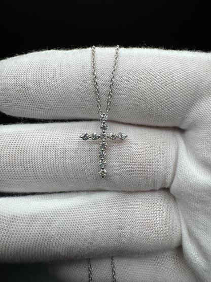 18-20” Silver Chain 3/4” .5ctw VS/VVS Lab Diamond Cross 2.8g