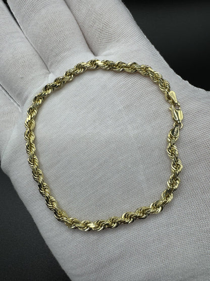 8” 14k Yellow Gold Rope Bracelet 3.6mm 12.14g