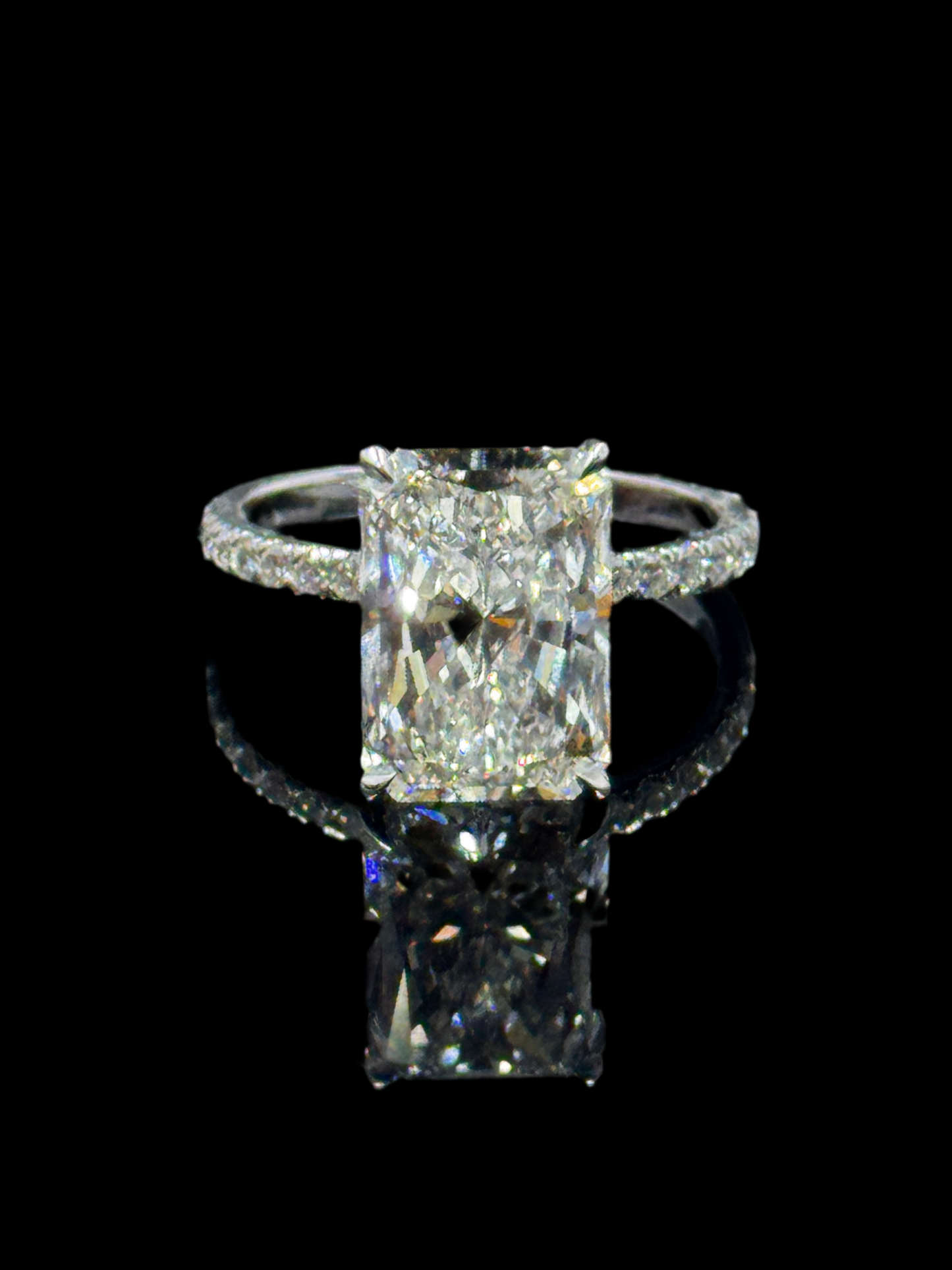 14k White Gold Radiant Diamond Engagement Ring – 5.08ct F VS1 Hidden Halo, Size 7