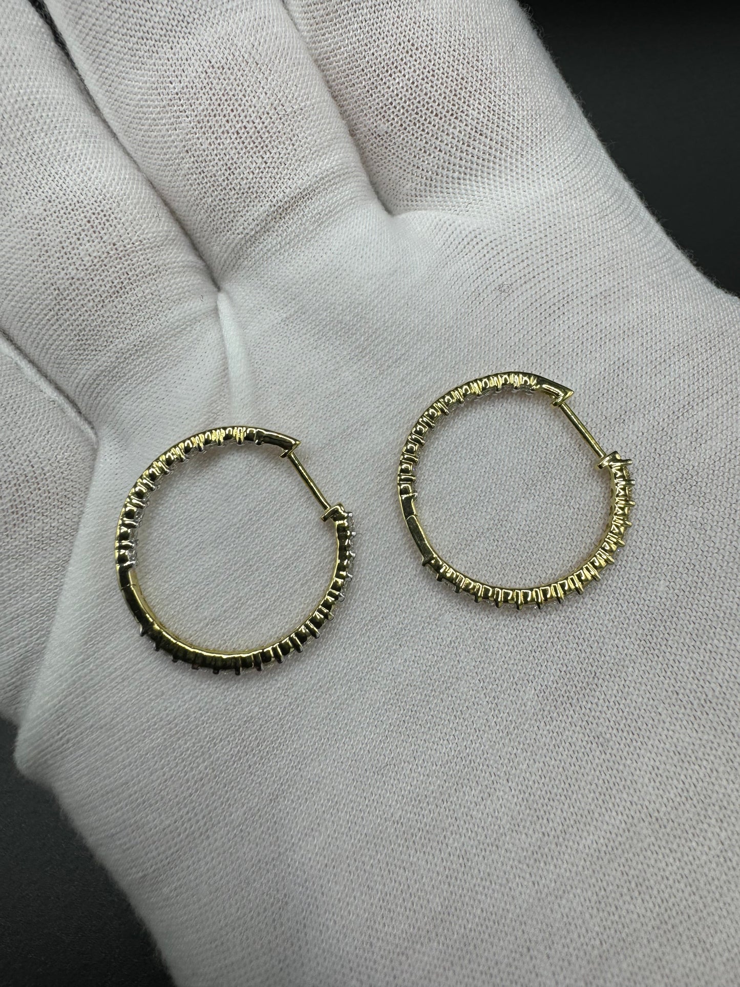 18mm 14k Yellow Gold 1ctw VS/VVS Lab Diamond Inside Out Hoops