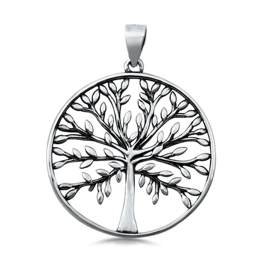 Sterling Silver Tree of Life Pendant Branch Leaf Family Cutout Charm 925 New