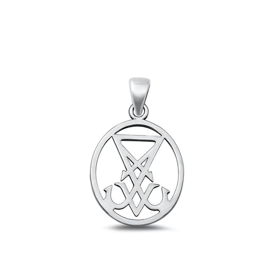Sterling Silver Fashion Oxidized Outlined Lucifer Sigil Pendant .925 New Charm