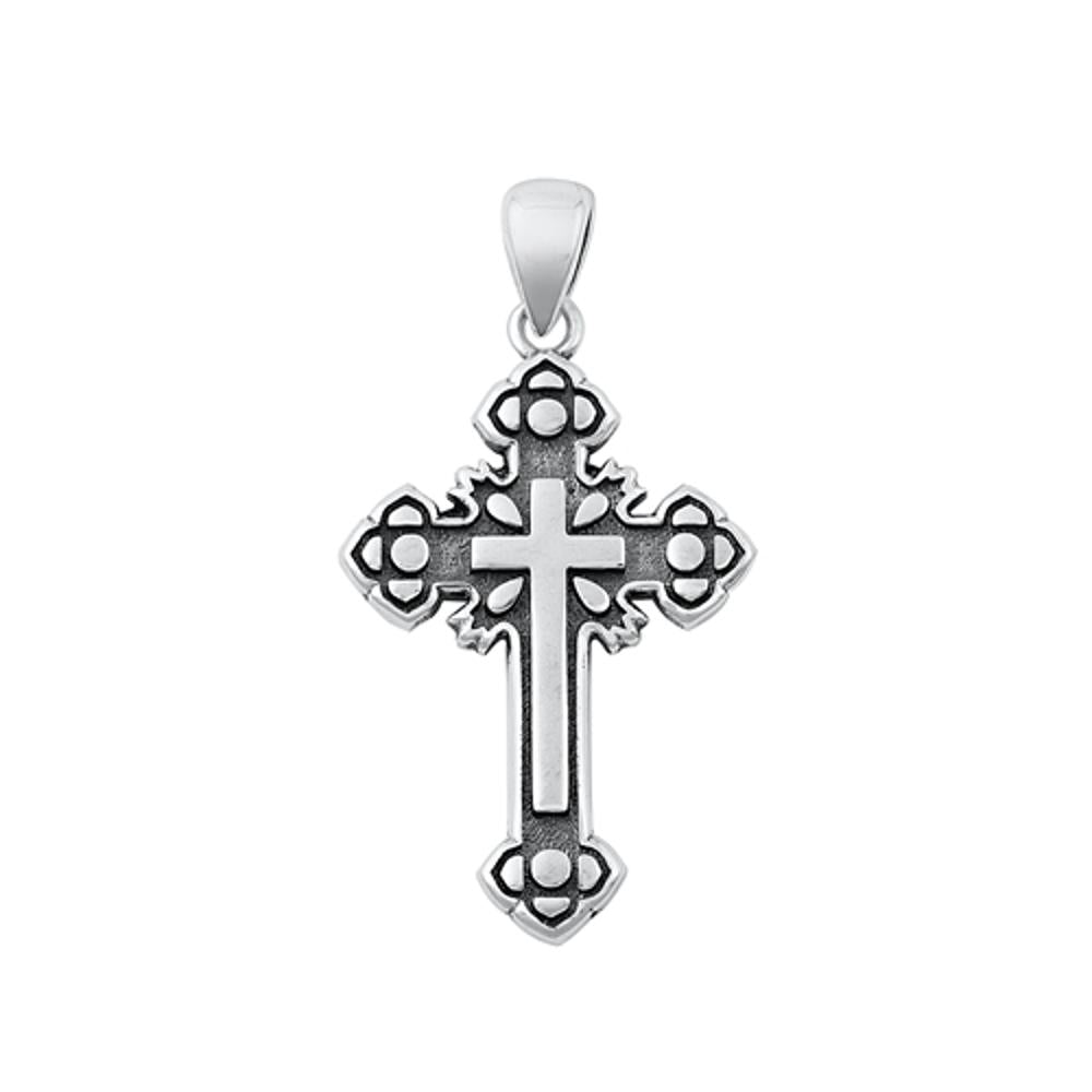 Sterling Silver Fashion Oxidized Cross Pendant Christian Faith Charm 925 New