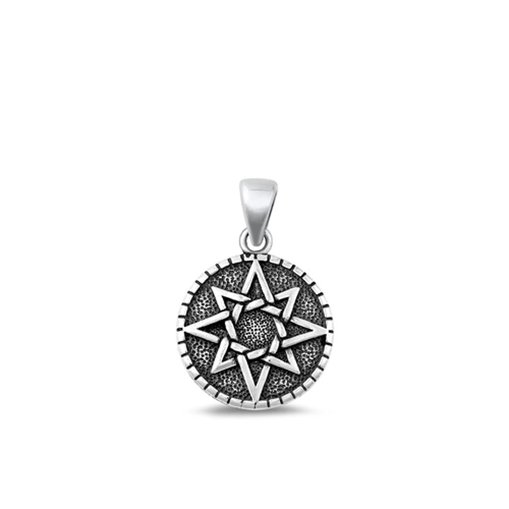 Sterling Silver Oxidized Octagram Rebirth Pendant Christian Charm .925 New