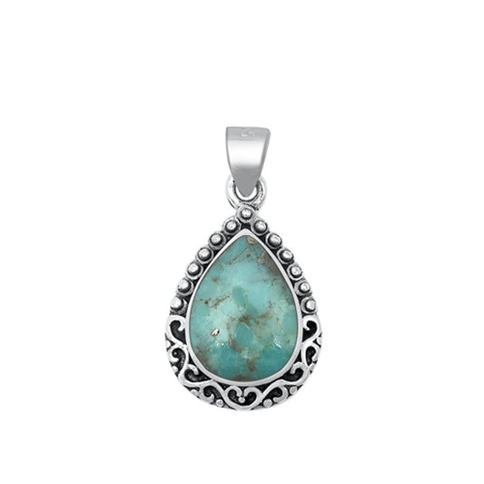 Sterling Silver Unique Bali Turquoise Pendant Classic Fashion Charm 925 New
