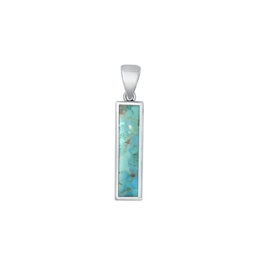 Sterling Silver Cute Turquoise Pendant High Polished Charm .925 New