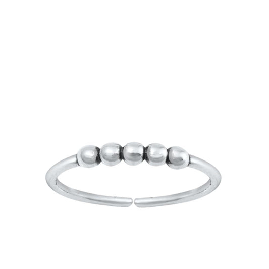 Sterling Silver Classic Minimalist Ball Toe Midi Ring Adjustable Band 925 New